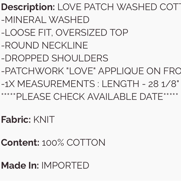 105 💕 Easel Plus LOVE washed top - Picture 6 of 6